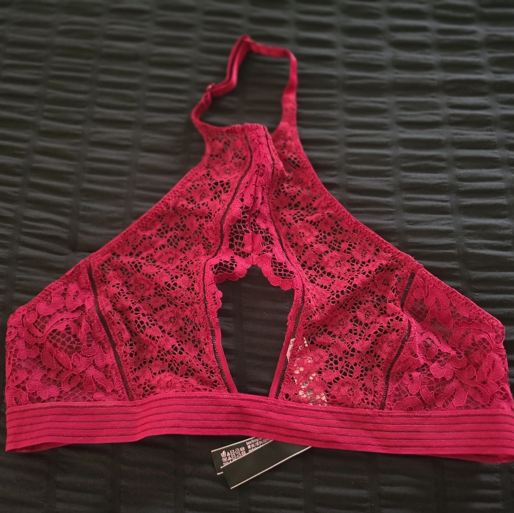 Victoria's Secret Red Lace Halter Bralette
